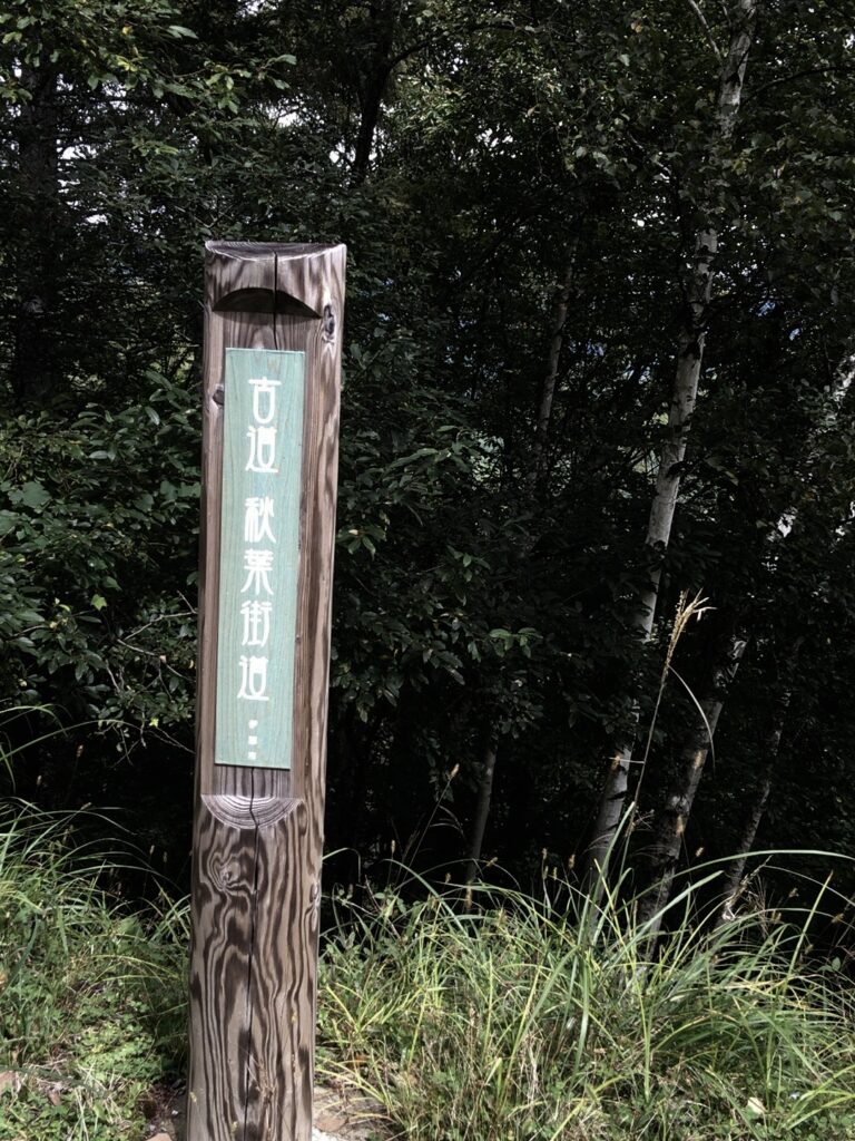 分杭峠を通る秋葉街道の道標